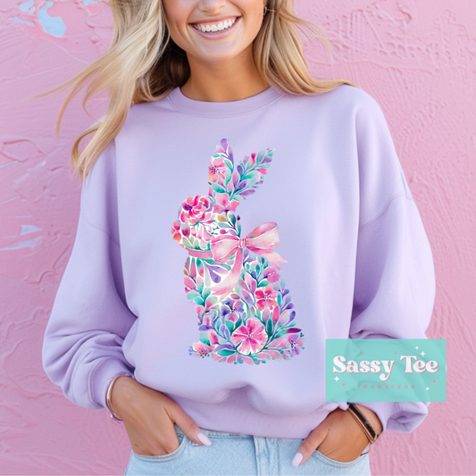 BUNNY FLORAL PURPLE BOW