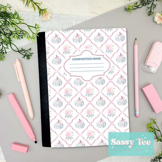 PUMPKIN ROSES PINK BLUE TOILE Peel + Stick Notebook Cover SET