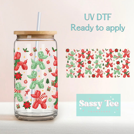 CHRISTMAS BALLOON DOG UV DTF CUP WRAP **Preorder/Restock Ships in 5-10 biz days**
