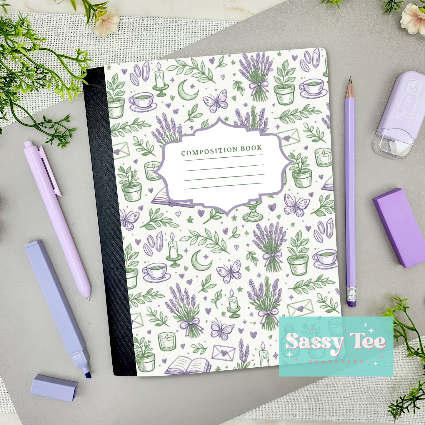 MIDNIGHT MAGIC WITCH LAVENDER Peel + Stick Notebook Cover SET