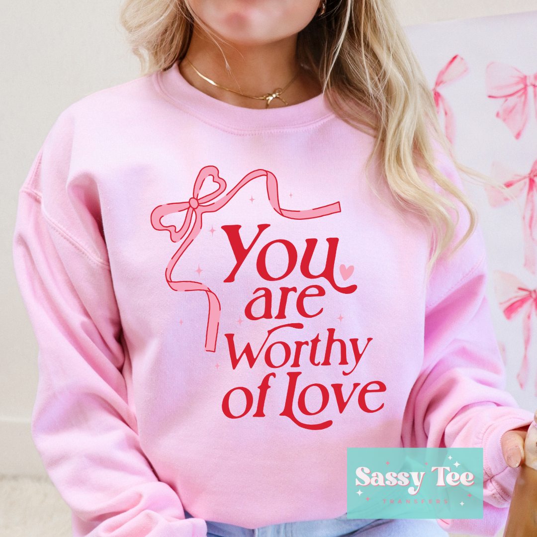YOU ARE WORTHY OF LOVE PINK BOW **Preorder/Restock Ships in 5-10 biz days**