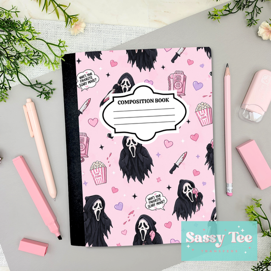 SCREAM HORROR PINK Peel + Stick Notebook Cover SET