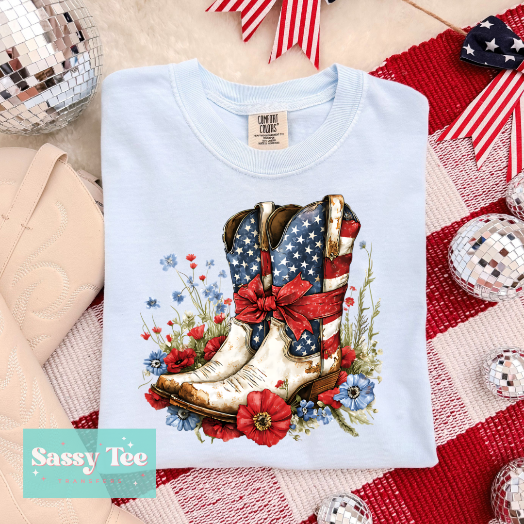 JULY FOURTH COWGIRL BOOTS FLORAL **Preorder/Restock Ships in 5-10 biz days**