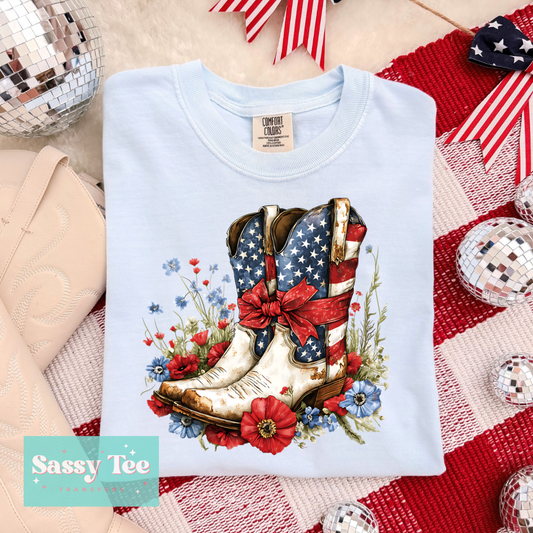JULY FOURTH COWGIRL BOOTS FLORAL **Preorder/Restock Ships in 5-10 biz days**