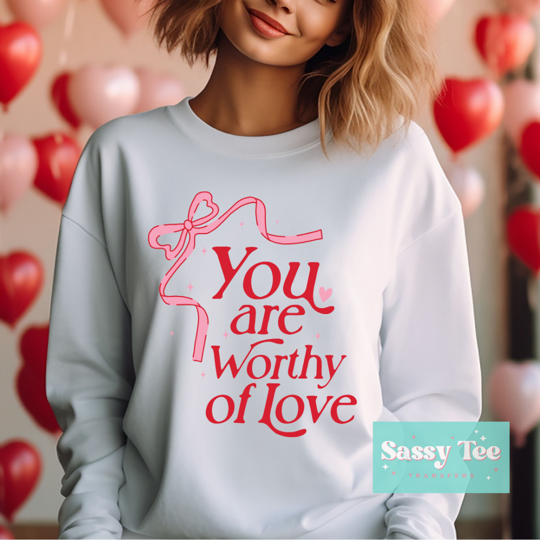 YOU ARE WORTHY OF LOVE PINK BOW **Preorder/Restock Ships in 5-10 biz days**