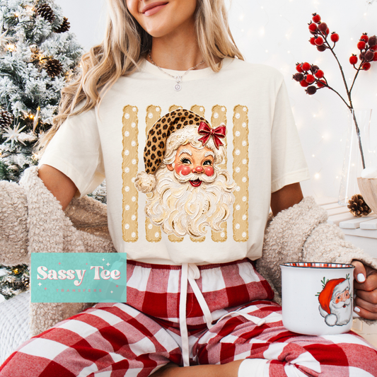 SANTA LEOPARD BOW PREPPY STRIPES **Preorder/Restock Ships in 5-10 biz days**