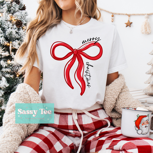 MERRY CHRISTMAS BOW RED **Preorder/Restock Ships in 5-10 biz days**