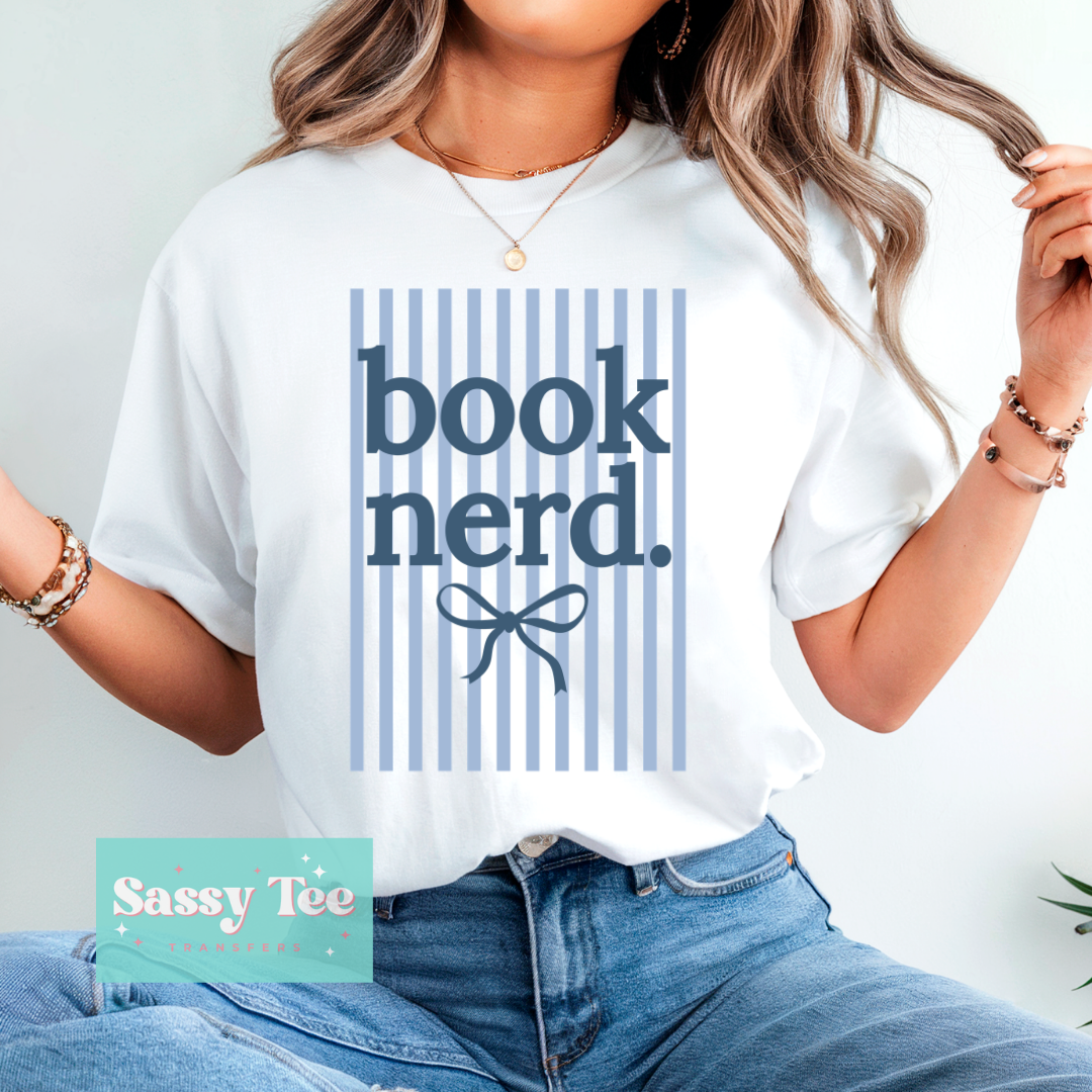 BOOK NERD PREPPY BLUE BOW **Preorder/Restock Ships in 5-10 biz days**