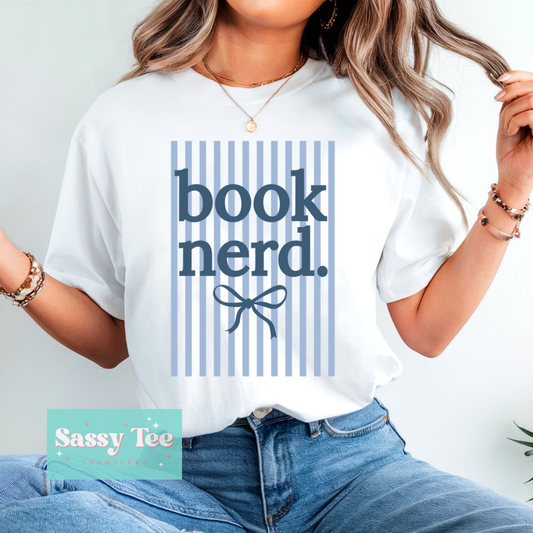 BOOK NERD PREPPY BLUE BOW **Preorder/Restock Ships in 5-10 biz days**