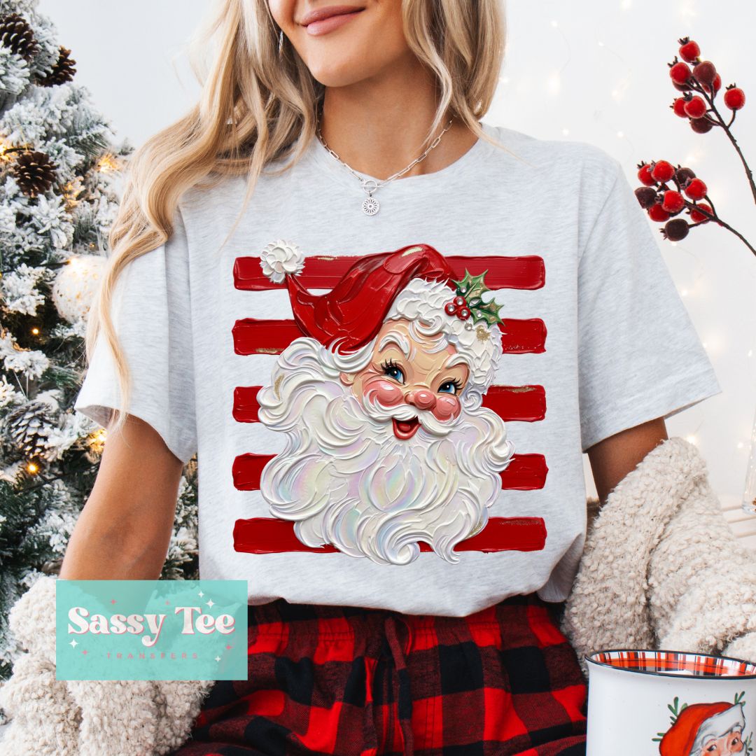 SANTA RED PREPPY STRIPES FAUX TEXTURE PAINT **Preorder/Restock Ships in 5-10 biz days** •