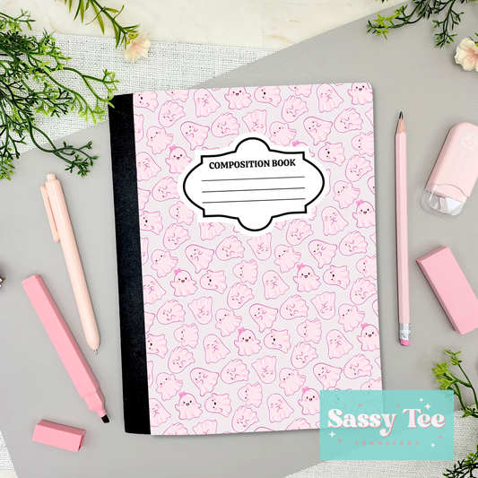CUTE PINK GHOSTS Peel + Stick Notebook Cover SET