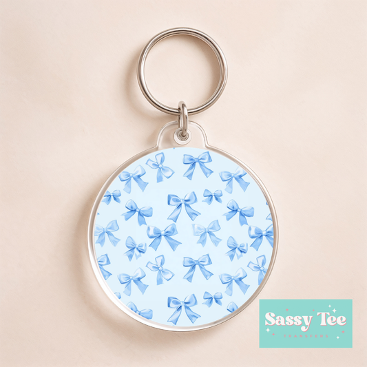 BLUE BOWS COQUETTE UV DTF Round Keychain Decal **Preorder/Restock Ships in 5-10 biz days**
