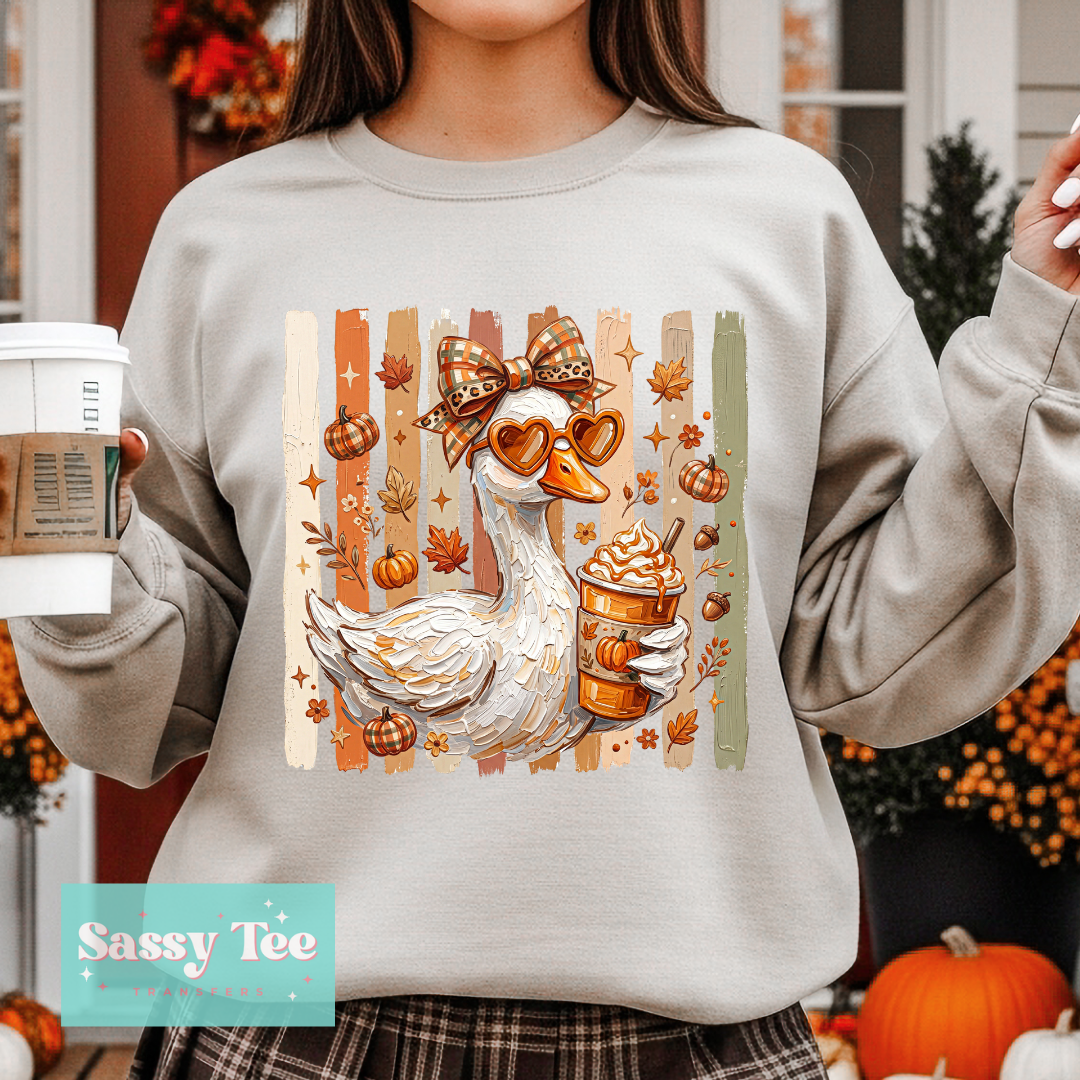 FALL GOOSE PUMPKIN SPICE PREPPY STRIPES TEXTURE PAINT **Preorder/Restock Ships in 5-10 biz days**