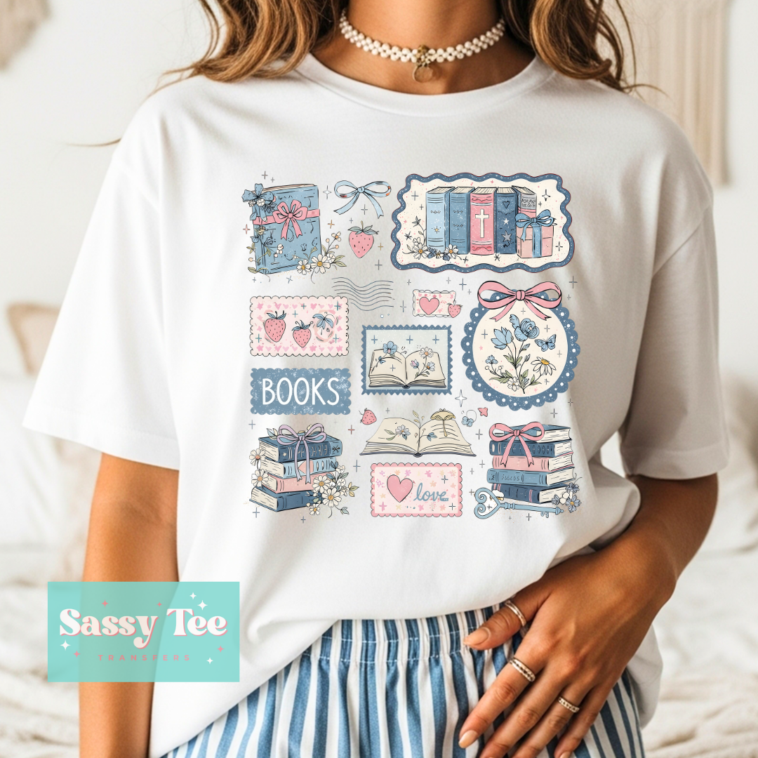 BOOKS VINTAGE FRAMES PINK BLUE **Preorder/Restock Ships in 5-10 biz days**