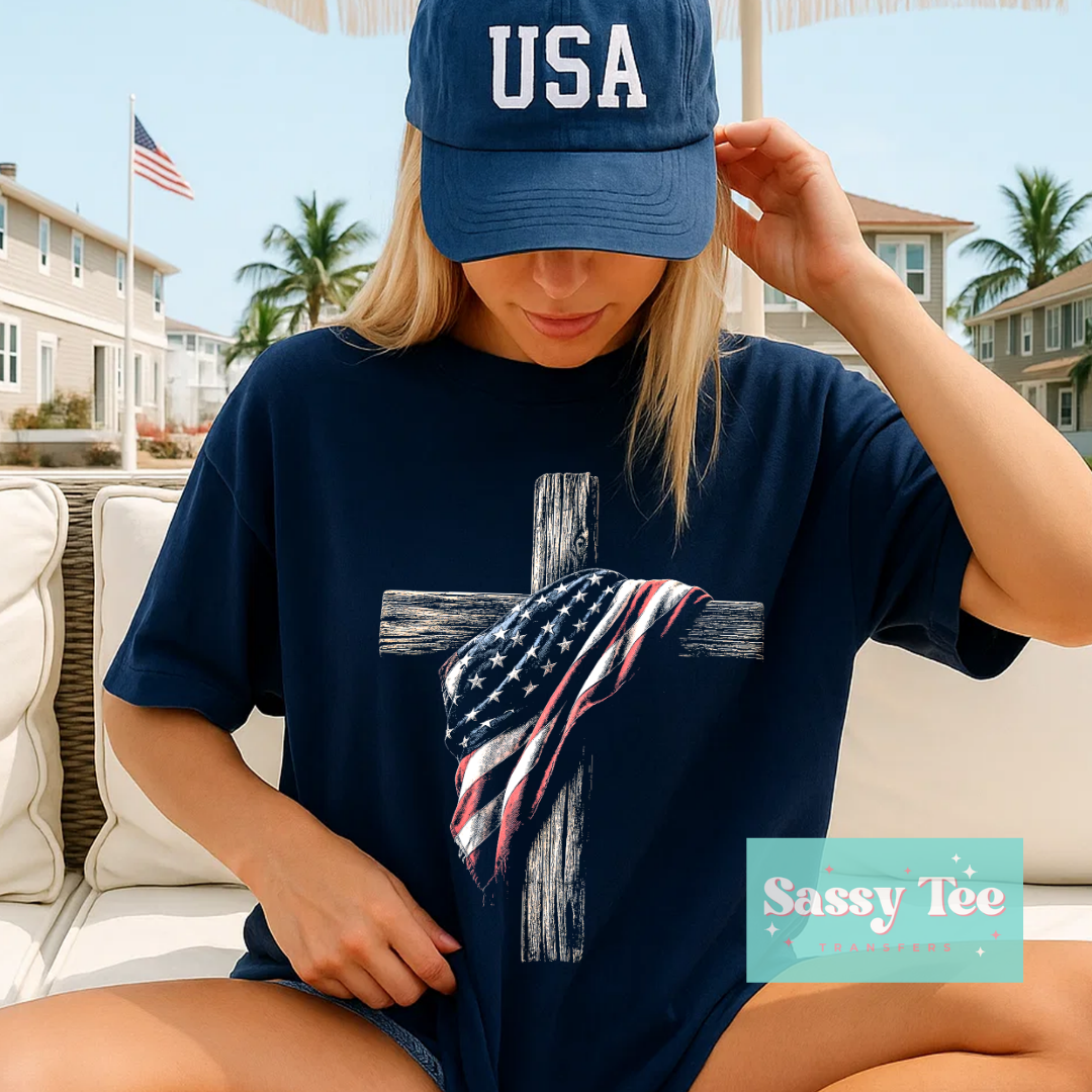 CROSS AMERICAN FLAG For Darker Colors