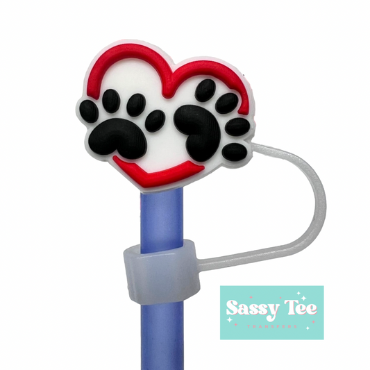 PAWS HEART STRAW TOPPER