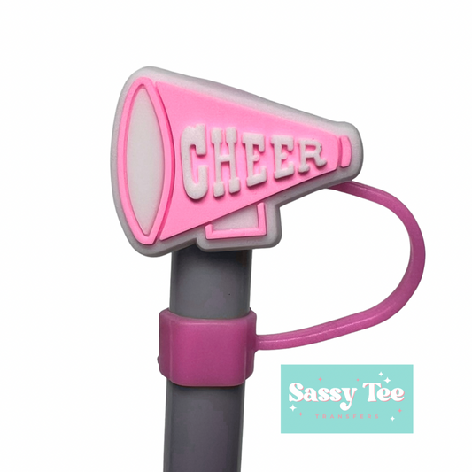 CHEER PINK STRAW TOPPER Larger