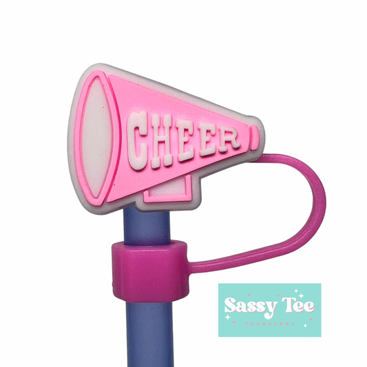 CHEER PINK STRAW TOPPER