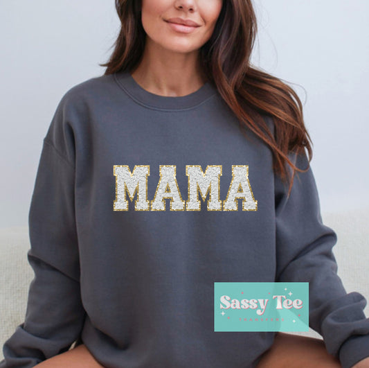 MAMA WHITE LETTER SET CHENILLE PATCH