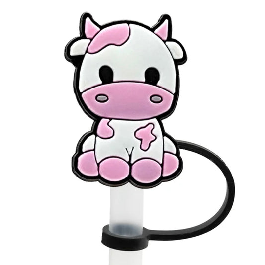 PINK COW STRAW TOPPER
