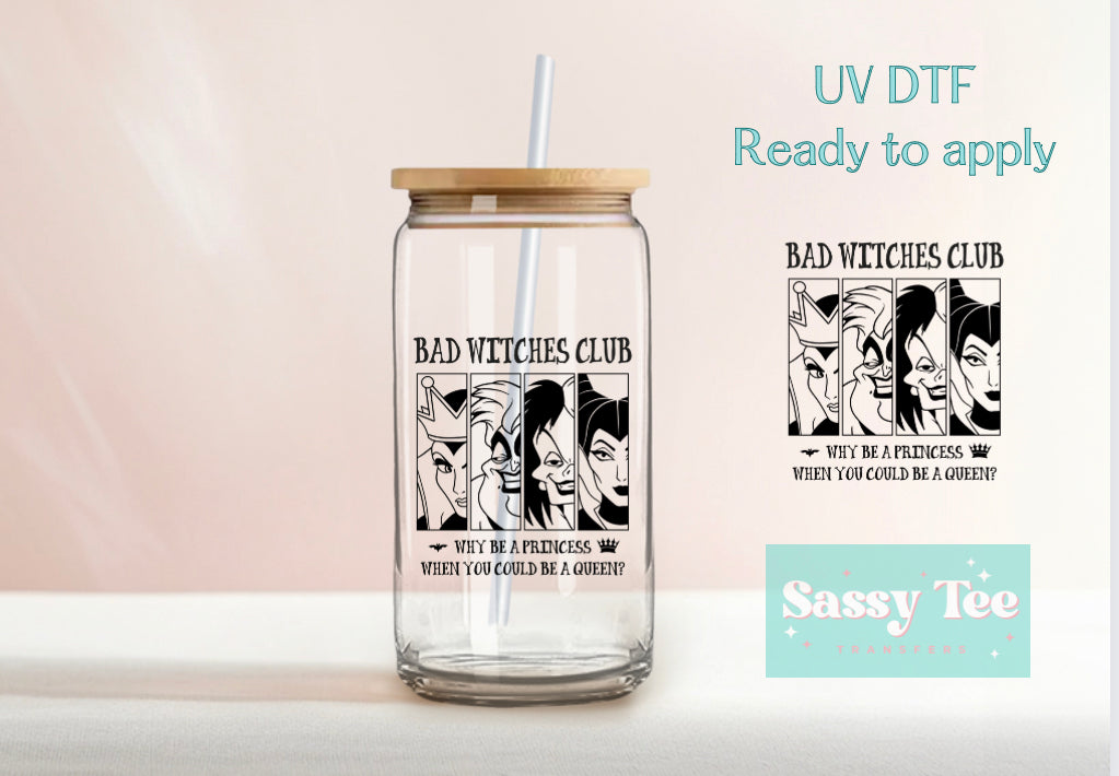 BAD WITCHES CLUB UV DTF CUP DECAL WRAP