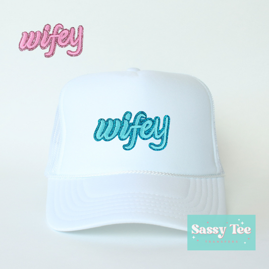 WIFEY Hat Patch Blue or Pink options