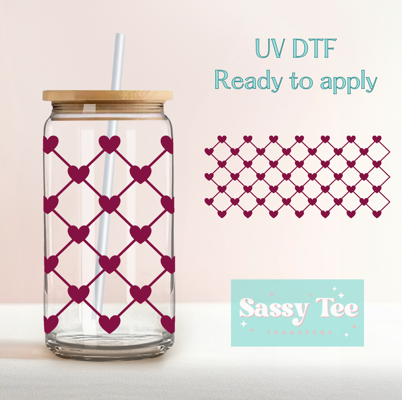 QUEEN OF HEARTS UV DTF CUP WRAP **Ships in 5-9 biz days**