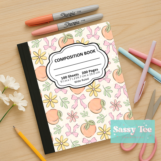 PEACH BOWS FLOWERS Peel + Stick Notebook Cover SET