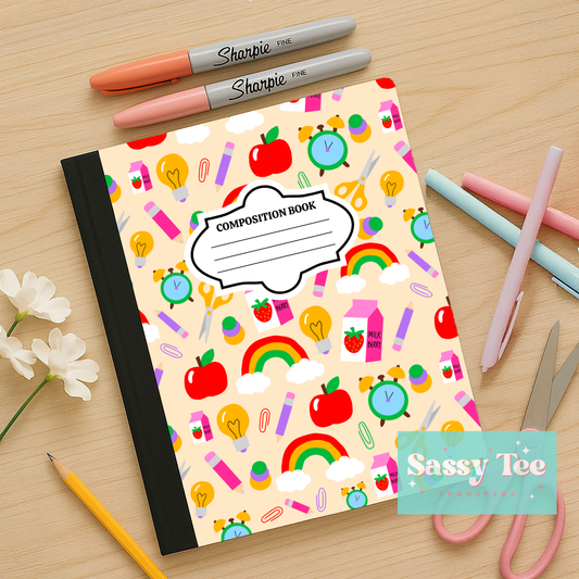 SCHOOL TEACHER RAINBOW APPLE Peel + Stick Notebook Cover SET