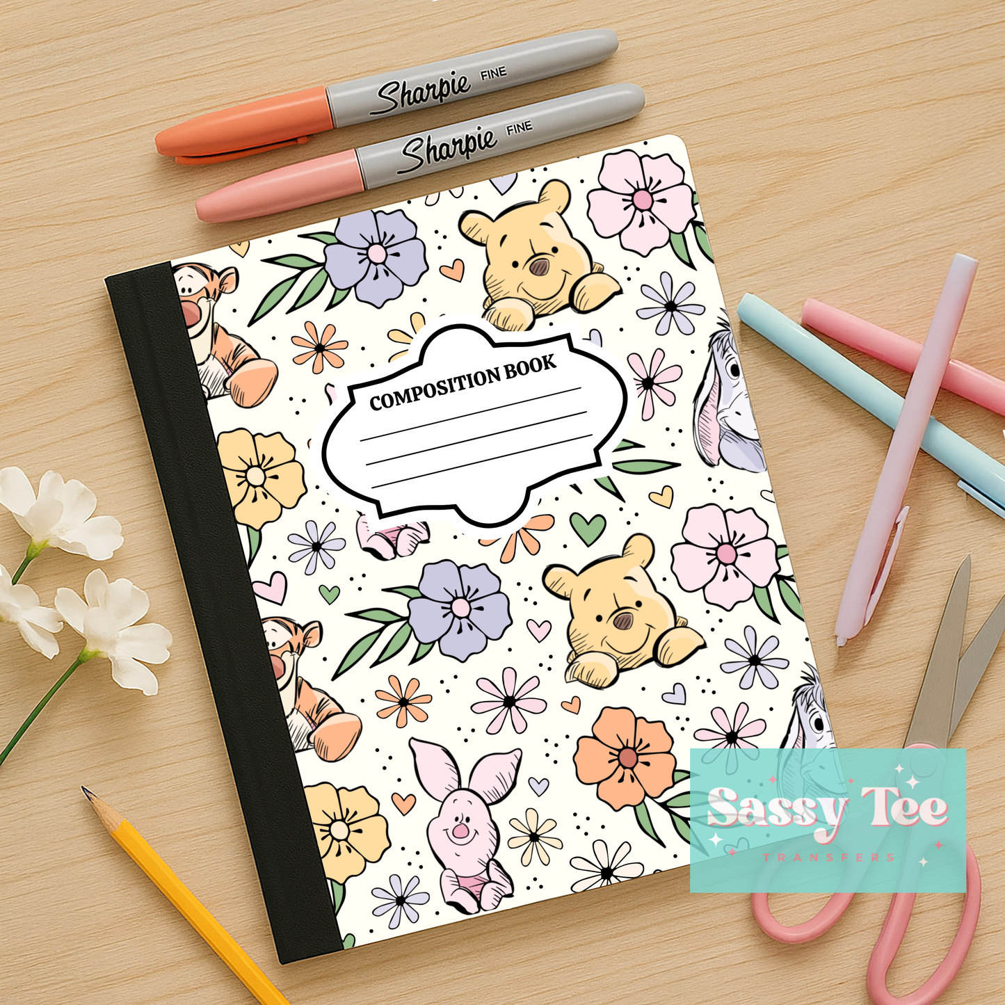 BEAR FRIENDS FLORAL FAVORITE Peel + Stick Notebook Cover SET