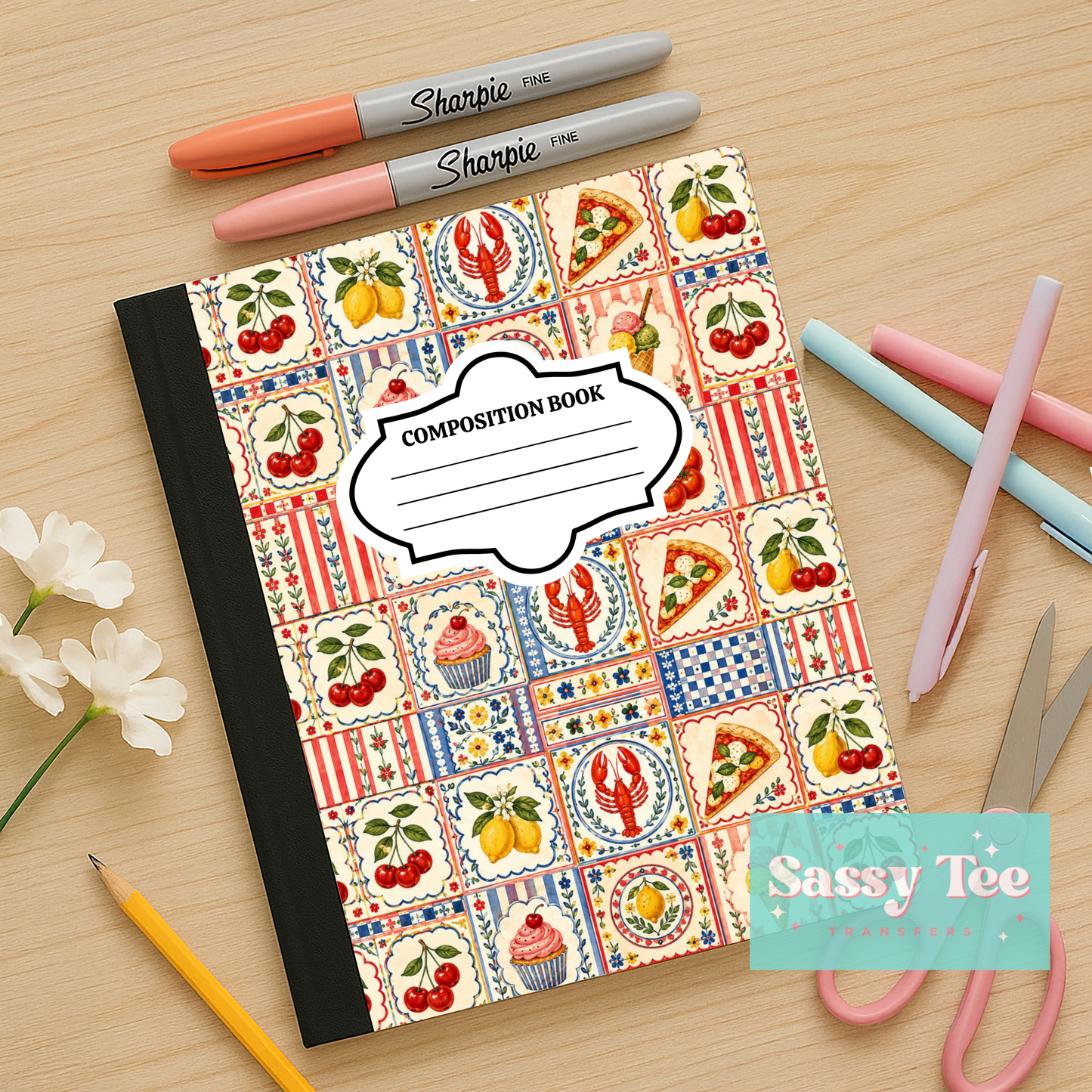 LEMON LOBSTER COASTAL SUMMER Peel + Stick Notebook Cover SET