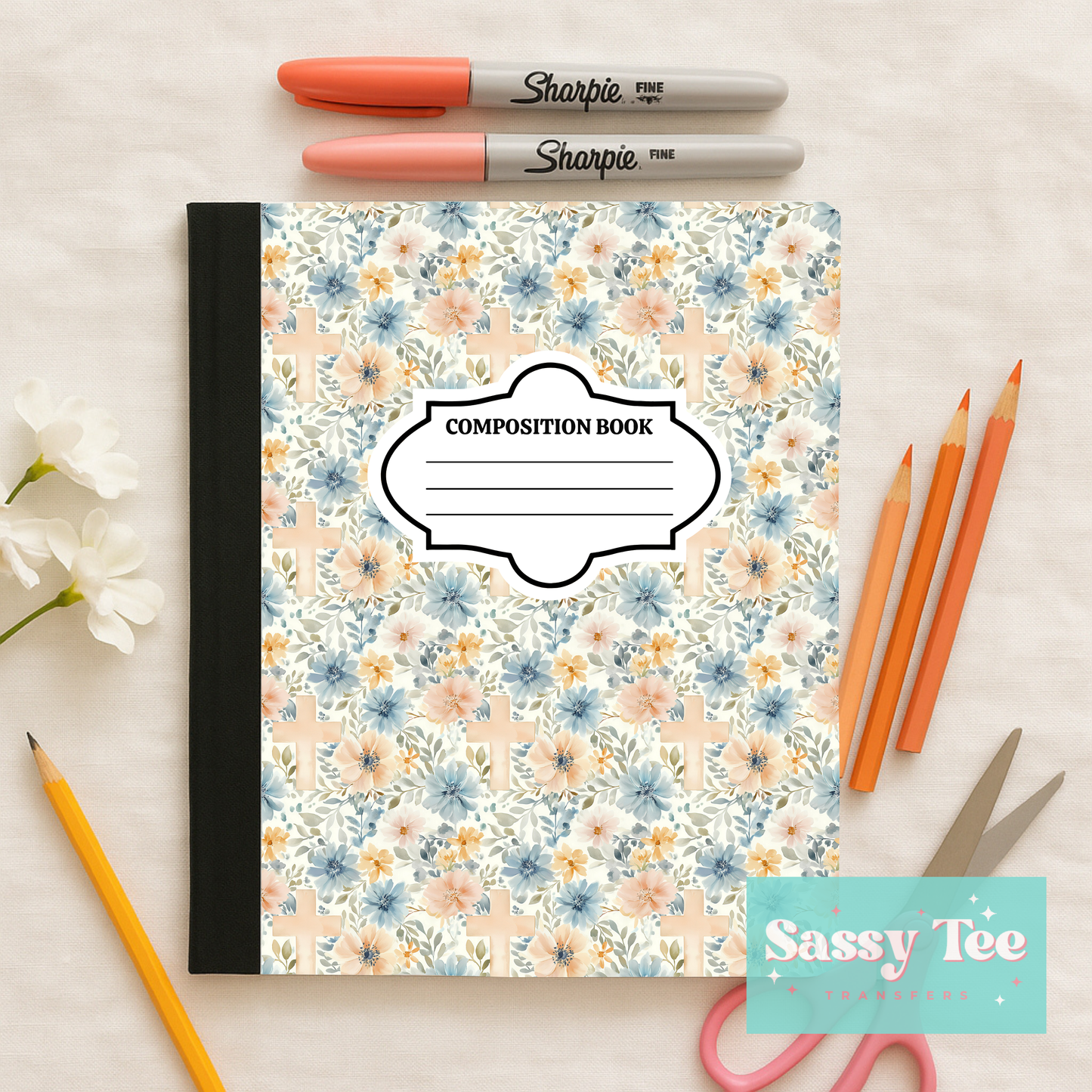 FLORAL CROSS FAITH Peel + Stick Notebook Cover SET