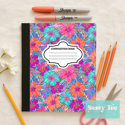 FLORAL TROPICAL BRIGHT COLORS Peel + Stick Notebook Cover SET