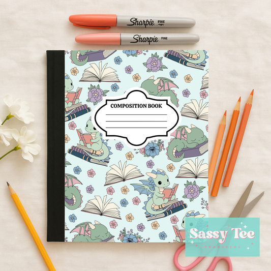 BOOKISH CUTE GREEN DRAGON ROMANTASY Peel + Stick Notebook Cover SET