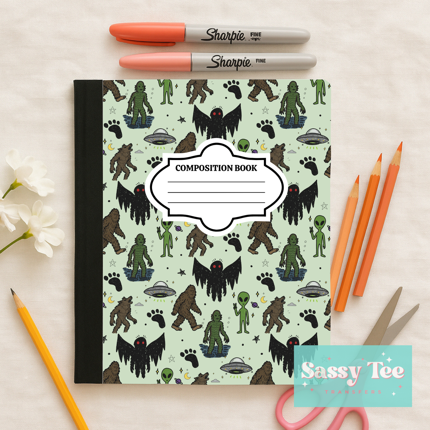 ALIEN BIG FOOT SPACE Peel + Stick Notebook Cover SET
