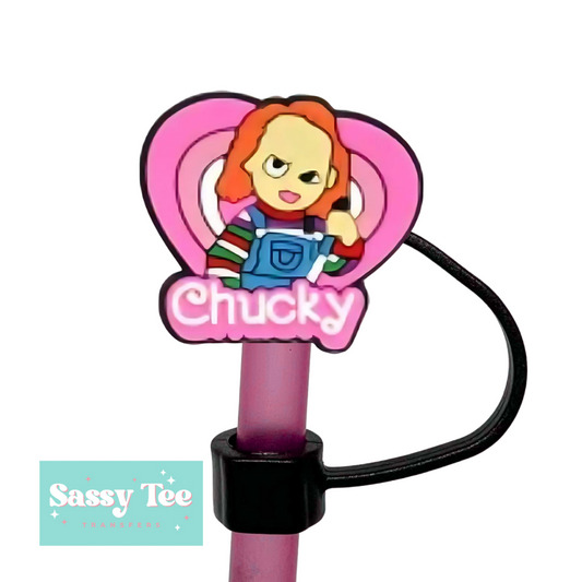 CHUCKY PINK HORROR STRAW TOPPER Large 10mm