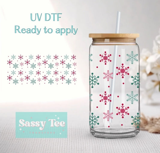 SNOWFLAKE Green/Red UV DTF Cup Wrap