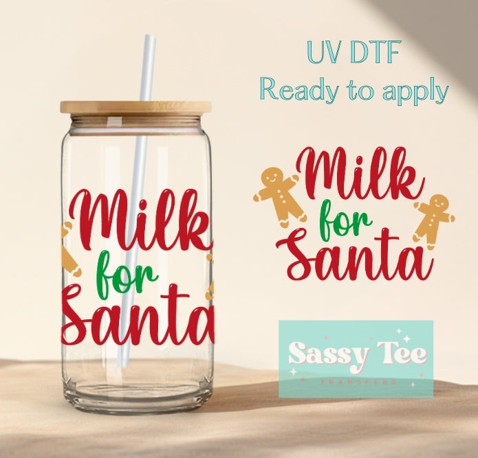 MILK FOR SANTA - UV DTF Cup Decal