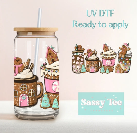 GINGERBREAD HOUSE CANDY COFFEE - UV DTF Cup wrap