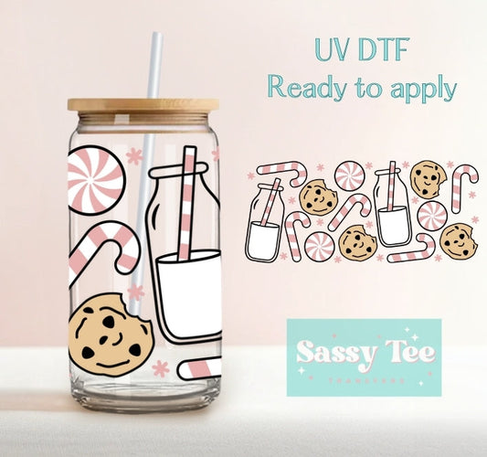 COOKIES MILK PEPPERMINT PINK UV DTF CUP WRAP