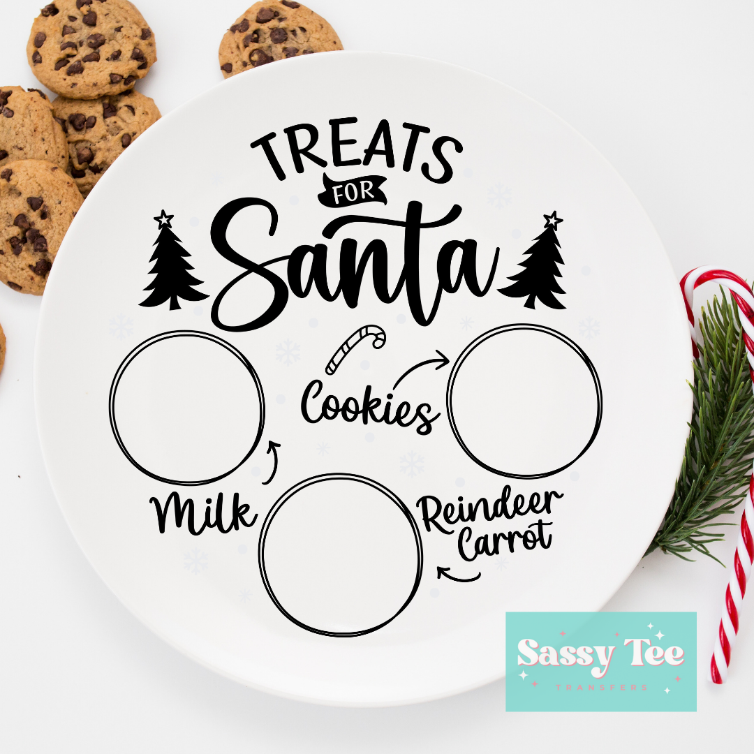 SANTA'S TREATS COOKIE PLATE Two Color Options UV DTF Decal