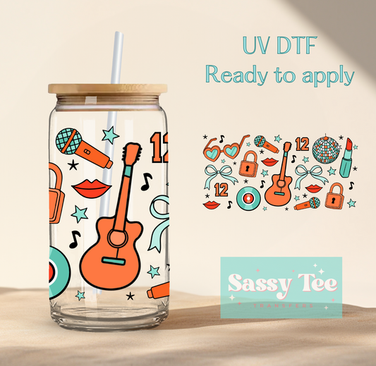 SWIFT SHOWGIRL GUITAR UV DTF CUP WRAP **Preorder/Restock Ships in 5-10 biz days**