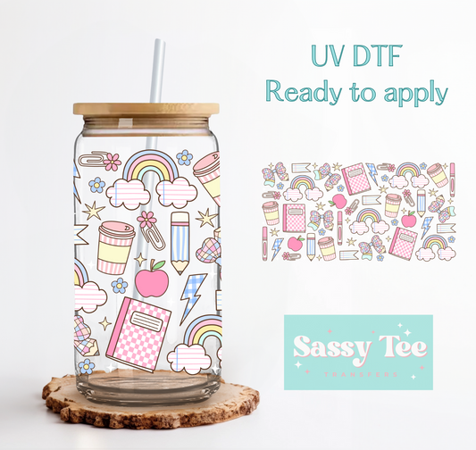 RETRO SCHOOL RAINBOW UV DTF CUP WRAP **Preorder/Restock Ships in 5-10 biz days**