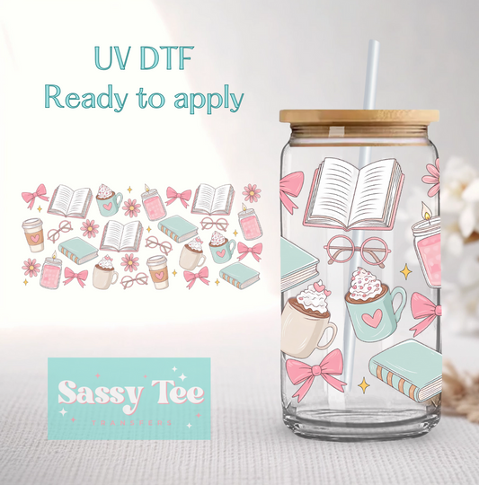 COZY BOOKS HOT COCOA  UV DTF CUP WRAP **Restock Preorder Ships in 5-10 biz days**