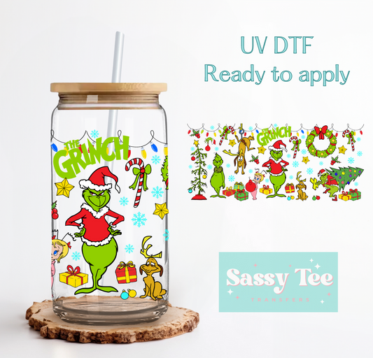 GREEN MAN CHRISTMAS UV DTF CUP WRAP