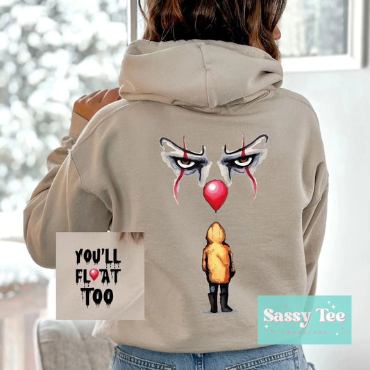 YOU'LL FLOAT TOO IT CLOWN HORROR - Front/Back options