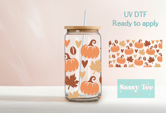 FALL PUMPKIN LEAVES UV DTF CUP WRAP