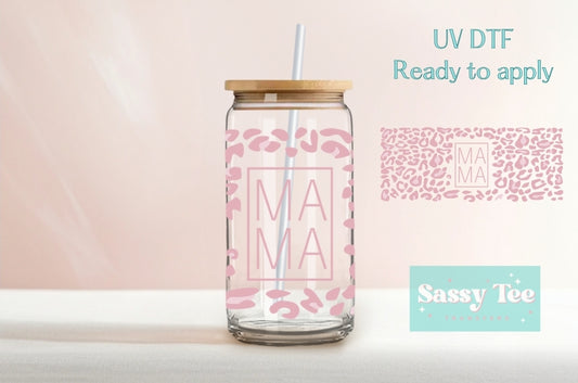 MAMA PINK LEOPARD UV DTF CUP WRAP