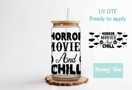 HORROR MOVIES AND CHILL UV DTF CUP WRAP